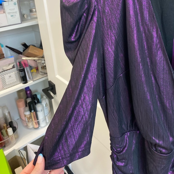 Adelyn Rae Ruiza Metallic Puff Sleeve Mini Dress - Picture 9 of 15